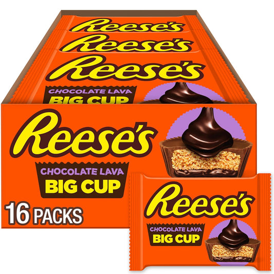 REESE'S Big Cup - Tazas de chocolate con leche de lava y mantequilla de maní, paquetes de dulces, 1.4 onzas (16 unidades)