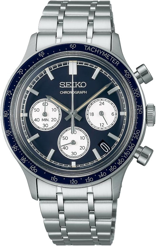 Seiko Watch SBTR053 Selection Men's Analog Quartz Chronograph Silver, Silver, Bracelet Type