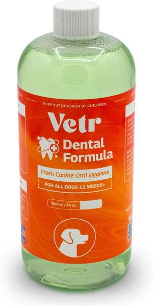 Vetr Fórmula dental para perros, aditivo líquido con sabor a menta para el cuidado bucal con enzimas para el aliento y el apoyo de los dientes, formulado por veterinarios en Estados Unidos (16 onzas)