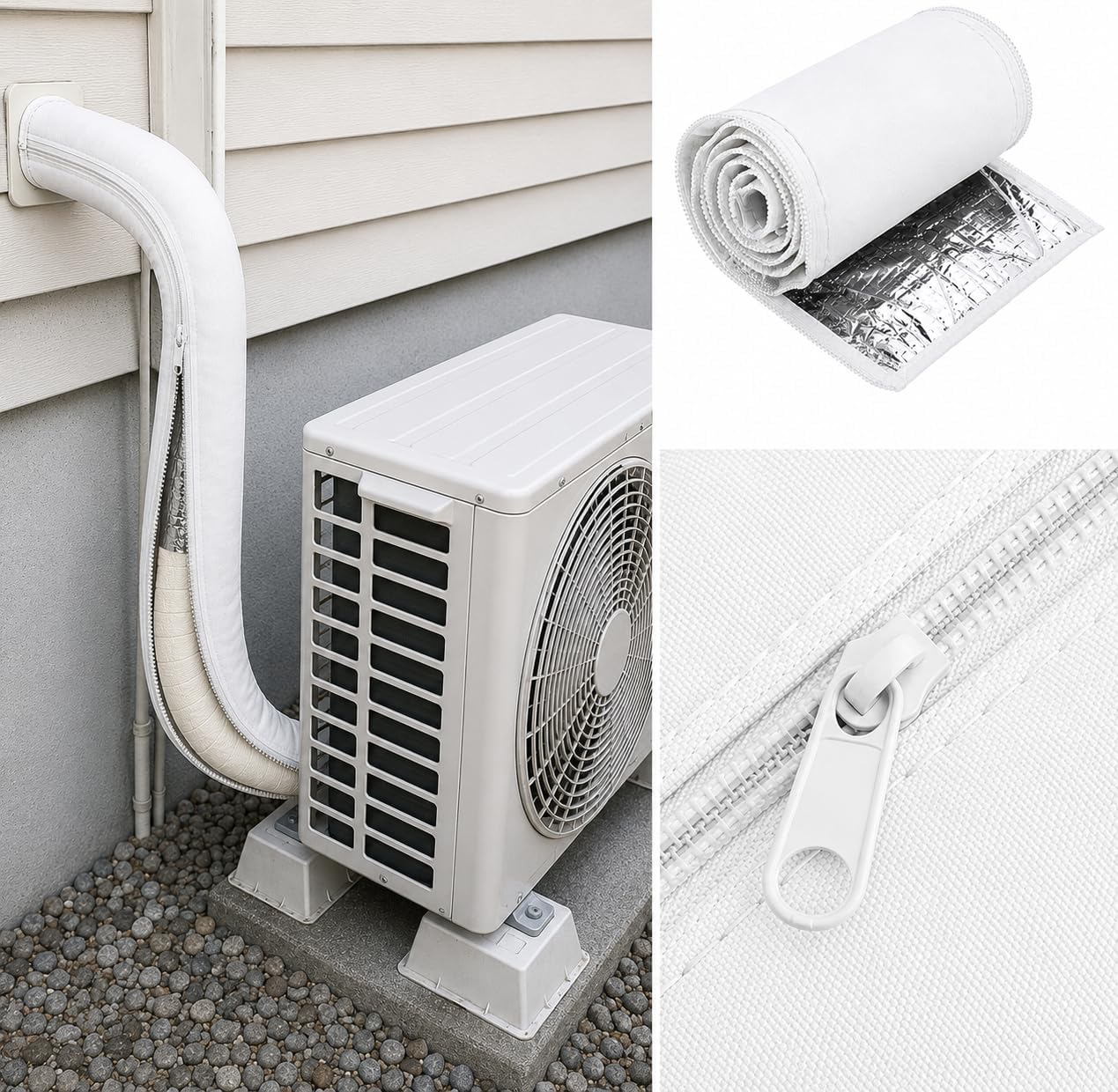 【巻くだけで節電◎】エアコン 冷房 効率 アップ 室外機 アルミ カバー 掃除 対策 チャック式 [並行輸入品]