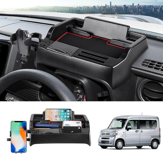 Honda N-VAN JJ1 JJ2 Dashboard Tray, Car Storage Box, 3D Tray, Smartphone Holder, Accessory Holder, For Vehicles, Anti-Slip, Rubber Mat Included, Easy Installation (Honda N-VAN JJ1/JJ2 Type,