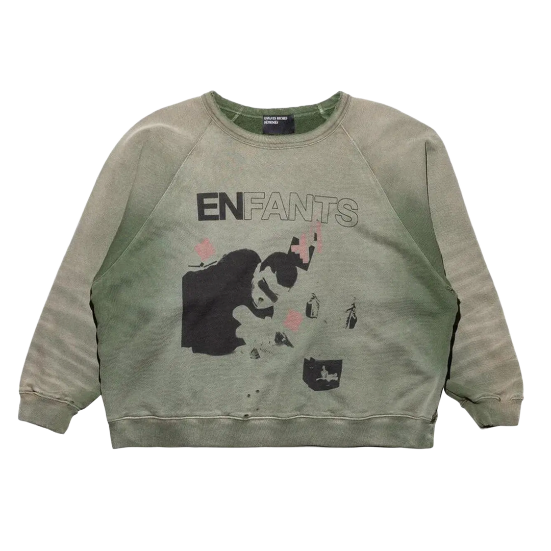 ENFANTS RICHES DÉPRIMÉS 'MY DEATH MY LIFE RAGLAN' GREEN SWEATSHIRT