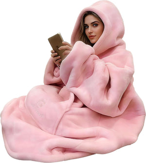 Manta con capucha de gran tamaño, sudadera de manta portátil, forro polar sherpa ultra suave, cómoda sudadera con capucha