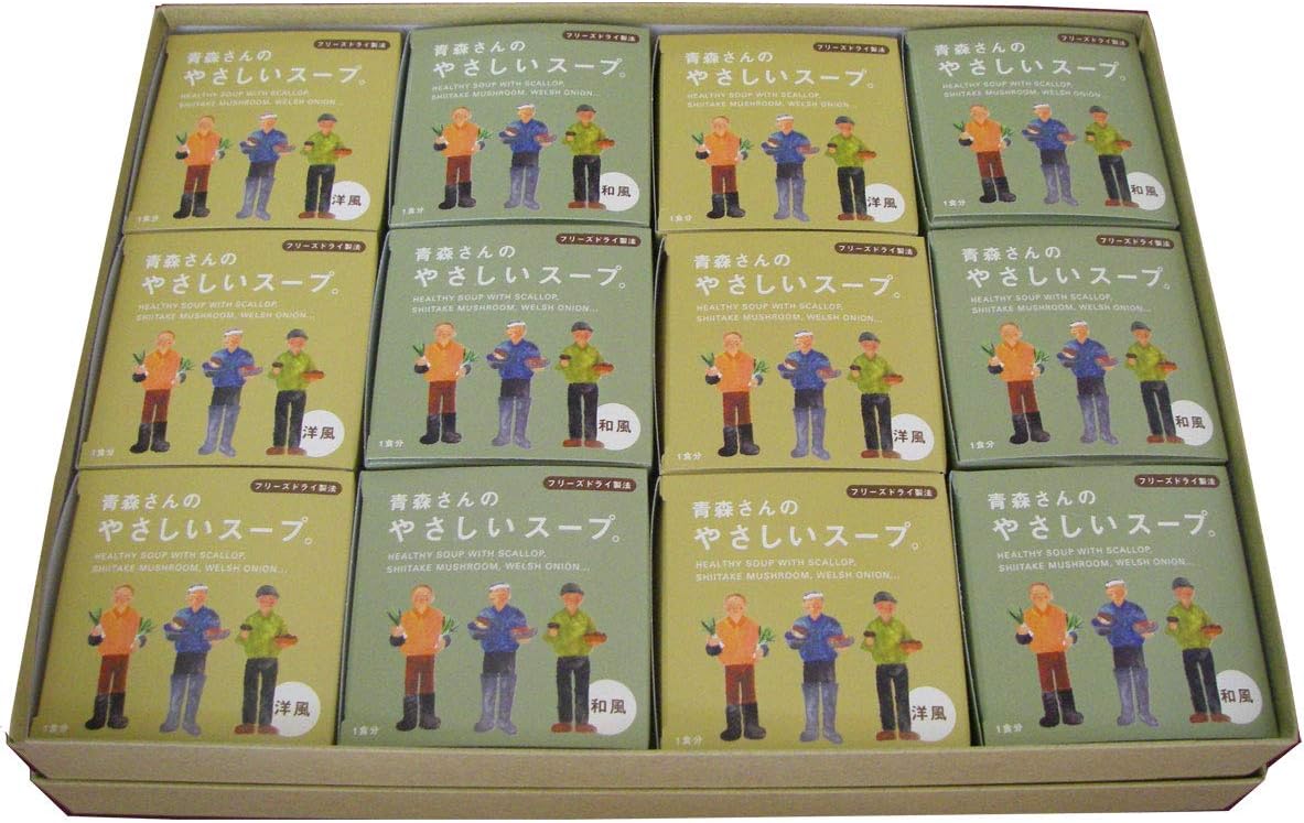 Hatoya Seika Aomori's Gentle Soup, Pack of 12 (6 Western Style, 6 Japanese Style)