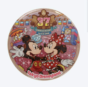 Mickey & Minnie Can Badge (Tokyo Disneyland Exclusive) 37th Anniversary Fantasy Land Disney Goods Souvenir