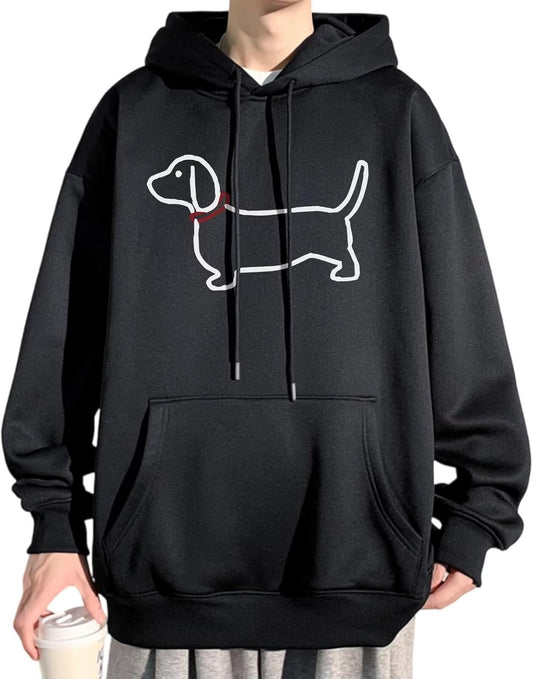 Men's Hoodie, Long Sleeve, Hooded, Autumn Clothing, Animal, Pullover, Popular, Oversized Pockets, Plain, Body Cover, Comfortable, Soft Touch, Drop Shoulder Print, Stylish, Korean, Casual, Work