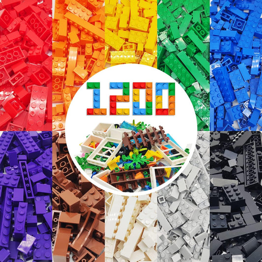 WYSWYG 1200 Pieces Classic Building Blocks Toy Set - Major Block Brand Compatible Basic Blocks - Toys in 10 Colors and 14 Shapes, Suitable for Ages 6 and Up