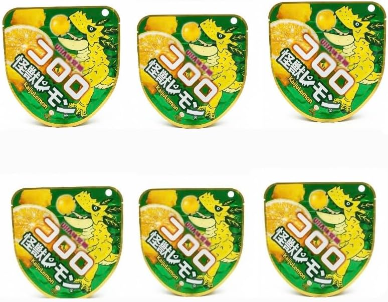 Set of 6, Gummy Monster Lemon Flavor, 1.4 oz (40 g), Gummy Juice, Refreshing Sour Flavor, Setouchi Lemon Flavor, Treats