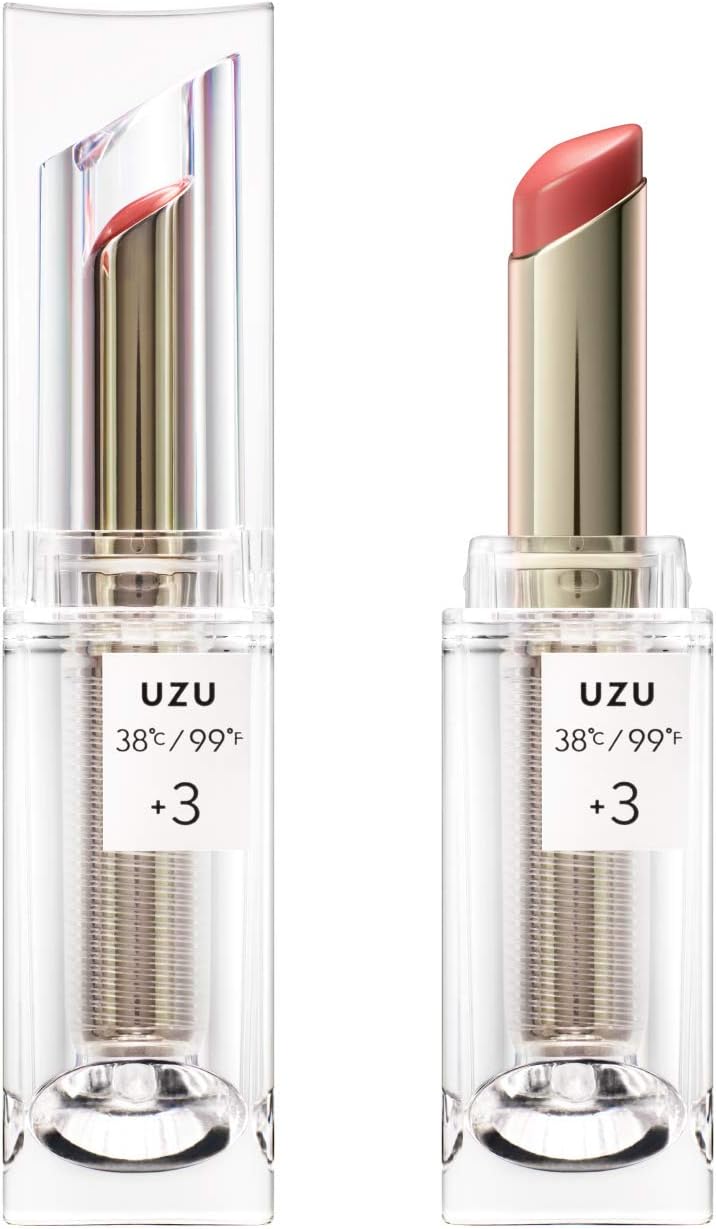 UZU BY FLOWFUSHI 38°C / 99°F Lipstick [+3 Coral Pink (Semi Gloss)] Lip Care, Skin Beautifungus, Fragrance-free, Hypoallergenic