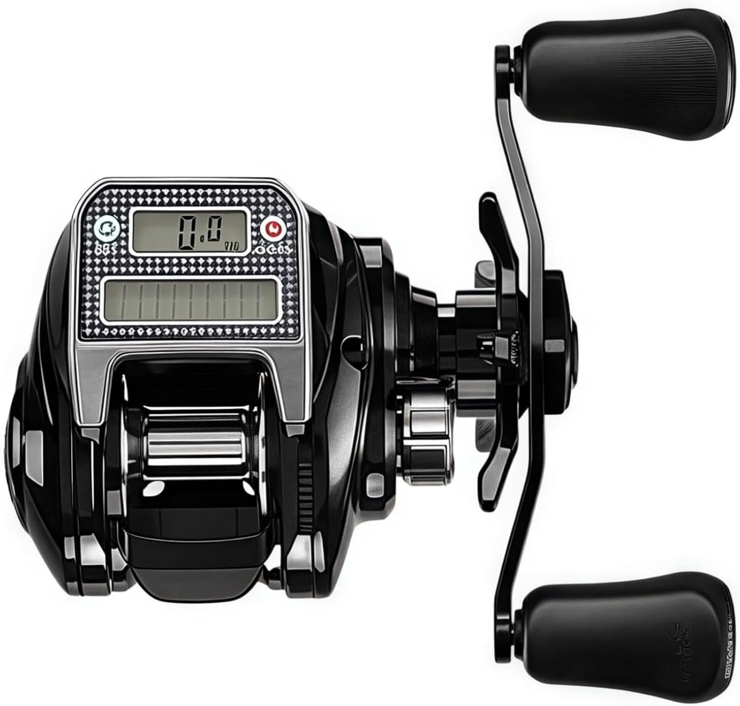 Bait Fishing Reel 7.3:1 Gear Ratio | USB and Solar Power Compatible with Digital Line Counter | Bite Alarm + 10 Levels Magnetic Brake + 33.1 lbs (15 kg) Strong Drag, Ideal for Wildlife Fishing