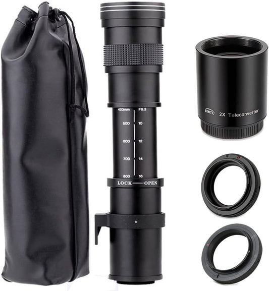JINTU Telephoto Lens 420-1600mm f8.3 Zoom SLR Camera Lens for Canon T7i T6 T6i T6s T7 T8i T3i, T4i, T5, T5i, SL2, SL1 4000D 2000D 80D 90D 5D III 6D 7D II 60D 70D 70D Telephoto Lens D 250D 750D 760D
