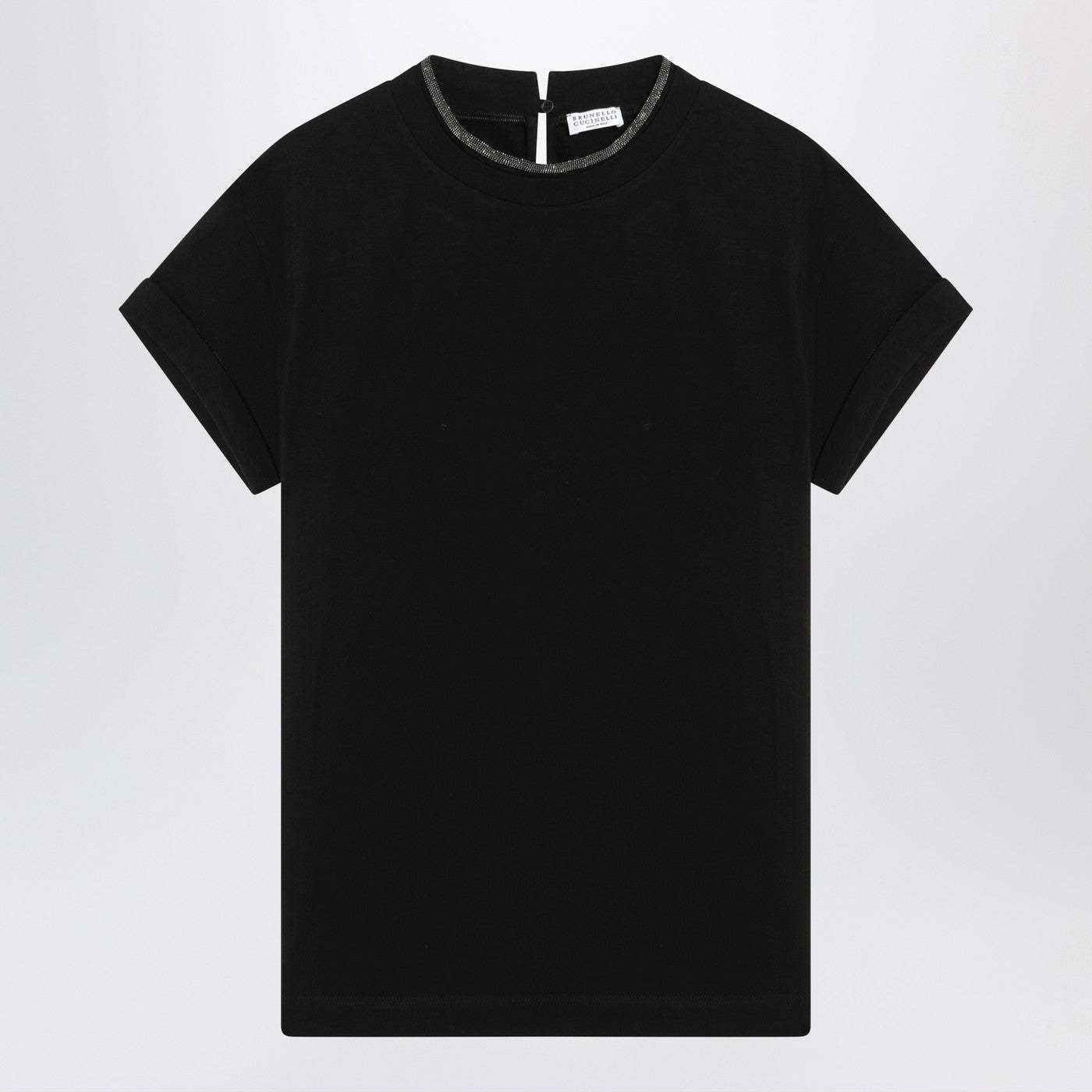Brunello Cucinelli Black Crew Neck Tシャツとペンダント - Image 1