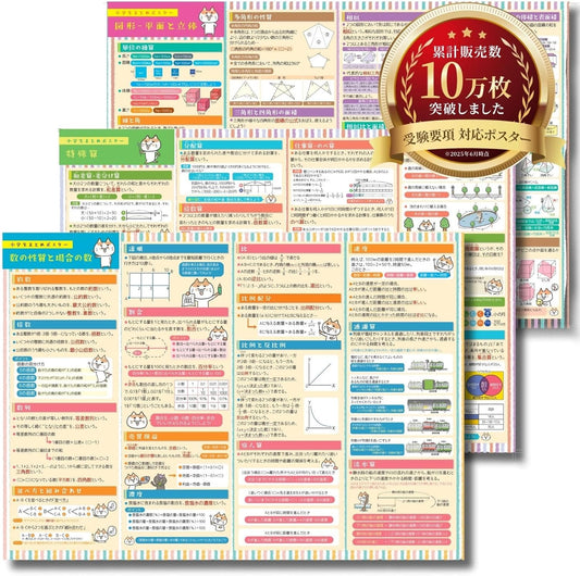 Dr. Routine's Cram School Bath Poster Mathematics Middle School Entrance Exam Set 3-piece Set B3 Size R-1 Properties of Numbers and Combinatorics Special Arithmetic Geometry (Plane and Solid