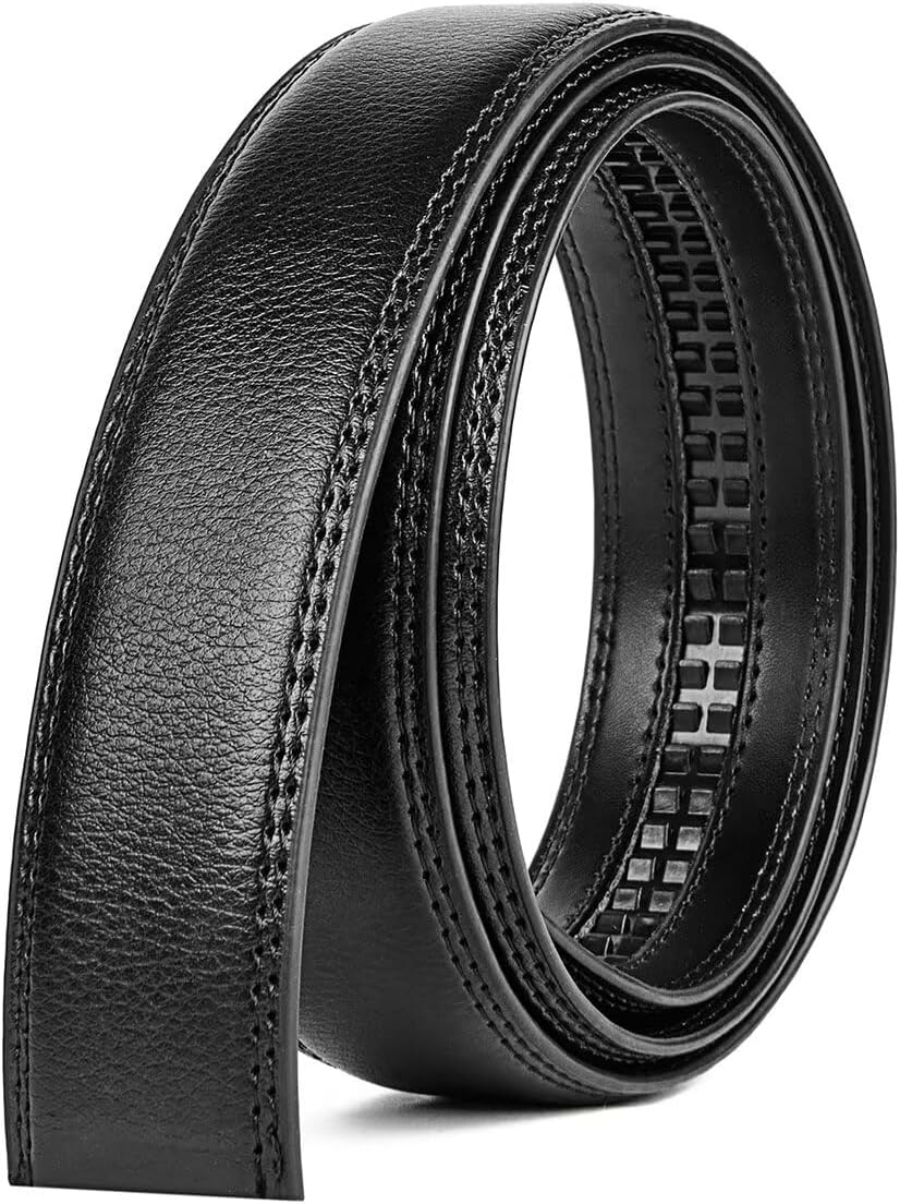 kamafy Men's Belt, Business Belt, Leather Belt, Automatic Lock, Stepless Adjustment Belt, Genuine Leather, Suit, No Holes, Multiple Sizes with Box