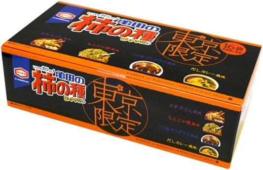 Tokyo Limited Persimmon Seeds Assortment of 4 Types (Sweet and Spicy Tendon, Monjayaki, Rich Demi Glass, Dashi Curry, 4 Bags of Each Package) Total 9.9 oz (256 g) x 1 Piece