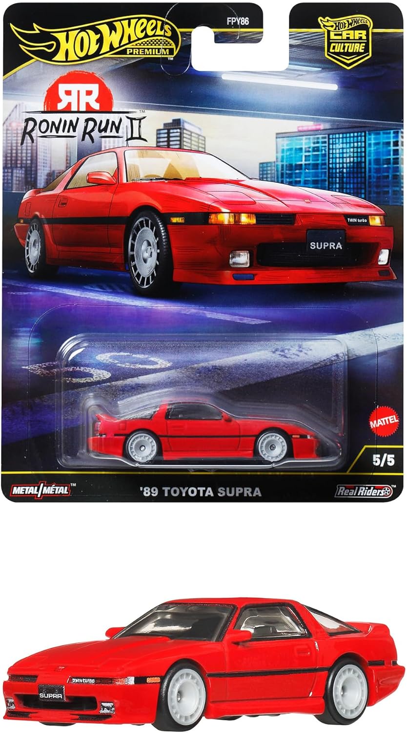 Hot Wheels Car Culture Ronin Run II '89 Toyota Supra Toy Vehicle Mini Car, Ages 3 and Up, Red JBK90