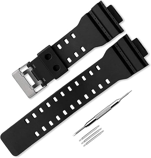 [smine] G-Shock G-Shock G-Shock Watch Strap Band Replacement Compatible Belt with Spring Bars G-8900 GA-110 GA-200 Custom Parts Urethane Universal Replacement Lug Width 0.6 inch (16 mm) Black GA-100