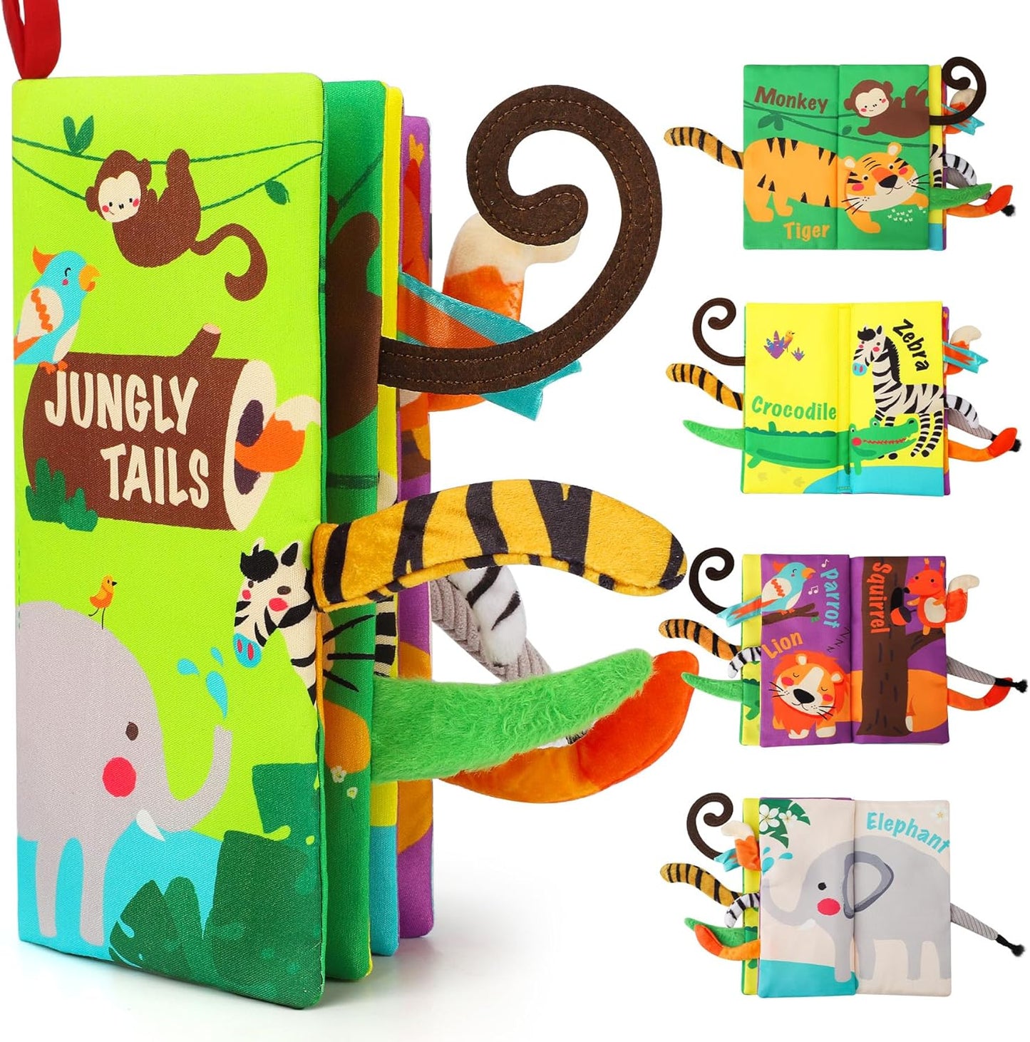 beiens Cloth Book Fabric Toy for Babies Washable 【Makes Peep Sounds】 【Animal Series・3D Activity Book】 Cloth Book for Outings Toddlers 0 Years Old Finger Play Teether Stroller Toy Educational Toy
