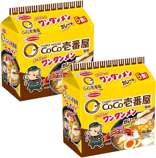Ace coc Wantantanmen/CoCo Ichibanya, Curry Flavor, 5 Servings x 2 Bags| Ramen, Sakamen, Instant Ramen, Ramen, Curry Loop, Wantang Collaboration, Cocoichi