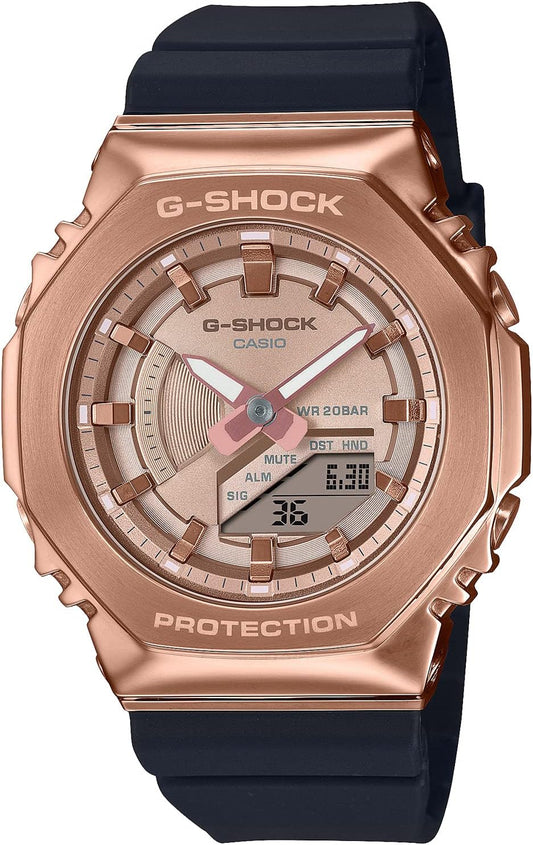 Casio GM-S2100 Wristwatch, Metal Cover, Classic Color, black / pink gold, 1 piece, watch
