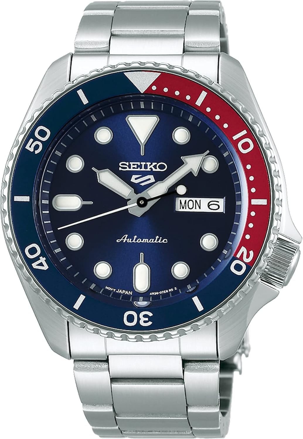 Seiko SRPD53 Men's 5 Sports SKX Sports Style Automatic Mechanical Wristwatch, Limited Edition, Blue x Red, blue/red, Bracelet Type