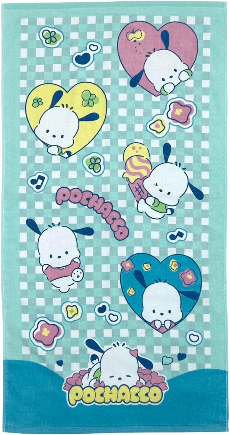 Nomura Towel Sanrio Characters Pochacco Bath Towel, 1 Piece, 23.6 x 47.2 inches (60 x 120 cm), 100% Cotton