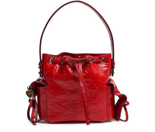 ACNE Multipocket mini bucket bag crinkled patent - Image 1