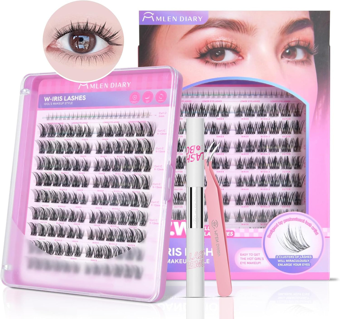 False Eyelashes, Partial False Eyelashes, Natural Bunch, Matsueku, Self, Cute, Clean, Reusable, Divided False Eyelashes- Natural, Ultra Lightweight, Handmade, High Quality Fiber, Natural False