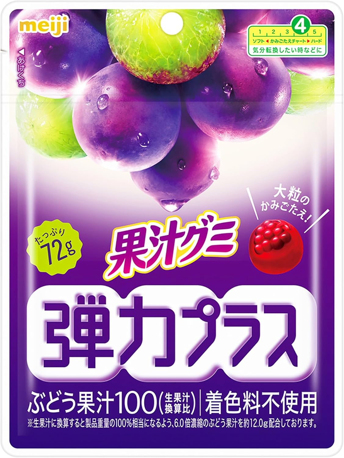 Meiji Juice Gummy Elastic Plus Grapes 2.5 oz (72 g) x 7 Packs