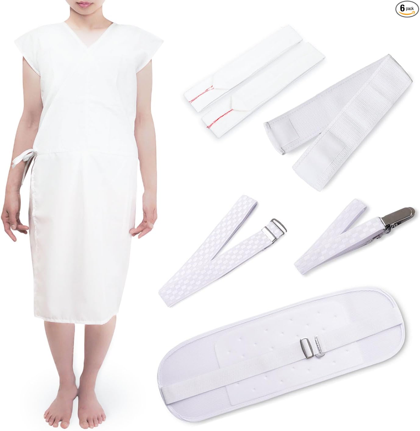 Amemari Yukata Accessories Set, 6-Piece Set, All White, Dressing Set (Slip, Mesh Magic Belt, Mesh Front Belt Included, Kimono Belt, 2 Waist Straps), Dressing Accessory Set, For Yukata, Yukata, Date