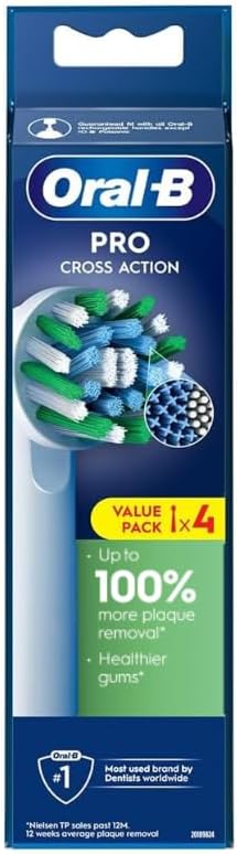 Oral B Cross Action Recambio de cabezales de cepillo de dientes eléctrico, 4 unidades