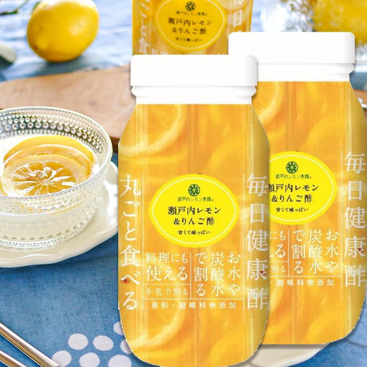Setouchi Lemon & Apple Vinegar, 2.8 oz (820 g), Made in Hiroshima Prefecture, Lemon, Set of 2, No Chemical Seasoning, Health Souvenir