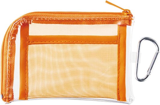 Clear Mini Pouch with Carabiner | Pressurikatsu Goods, Trading Card, Aksta, Can Badge Storage, Push Color, Mesh Pocket, Idol, Anime, Ota-Katsu, Showing Pouch,, orange, Simple