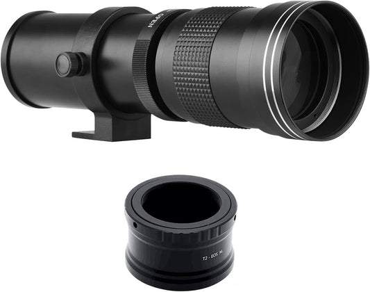 Camera MF Super Telephoto Lens F/8.3-16 420-800mm T2 Mount with M Mount Adapter Ring 1/4 Thread Replacement for M M2 M3 M5 M6 Mark II M10 M50 M100 M200 Cameras