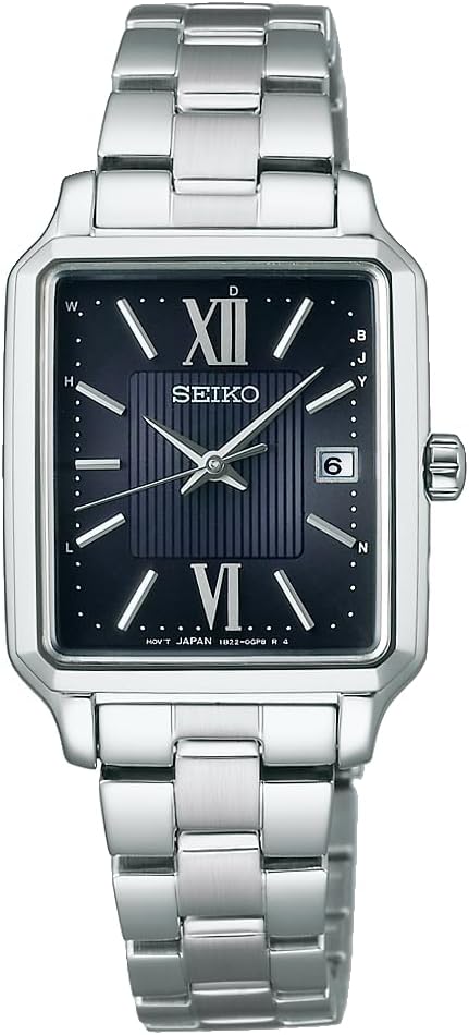 Seiko Selection S-Series Women's Wristwatch, Solar, Angle-type, Case: Silver, Dial: Black, Case Shape: Square