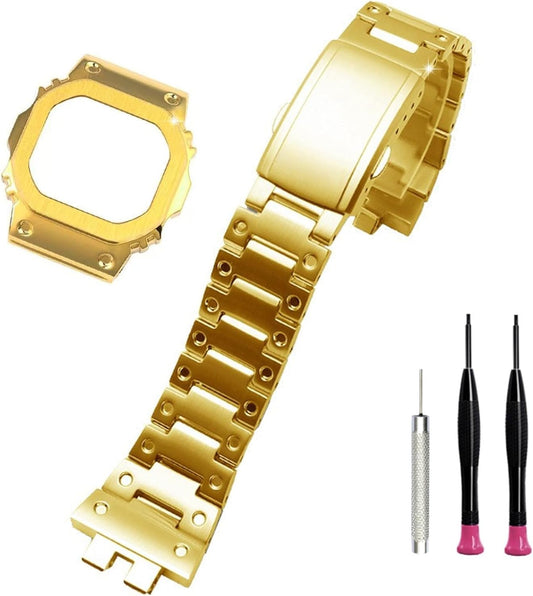 Innovation GMW-B5000 Watch Case + Band, Compatible for G-SHOCK, Compatible with GMW-B5000, Metal Custom, Men's Watch Remodeling Replacement Accessory Bezel Set, Unisex, Metal Cover with Tools