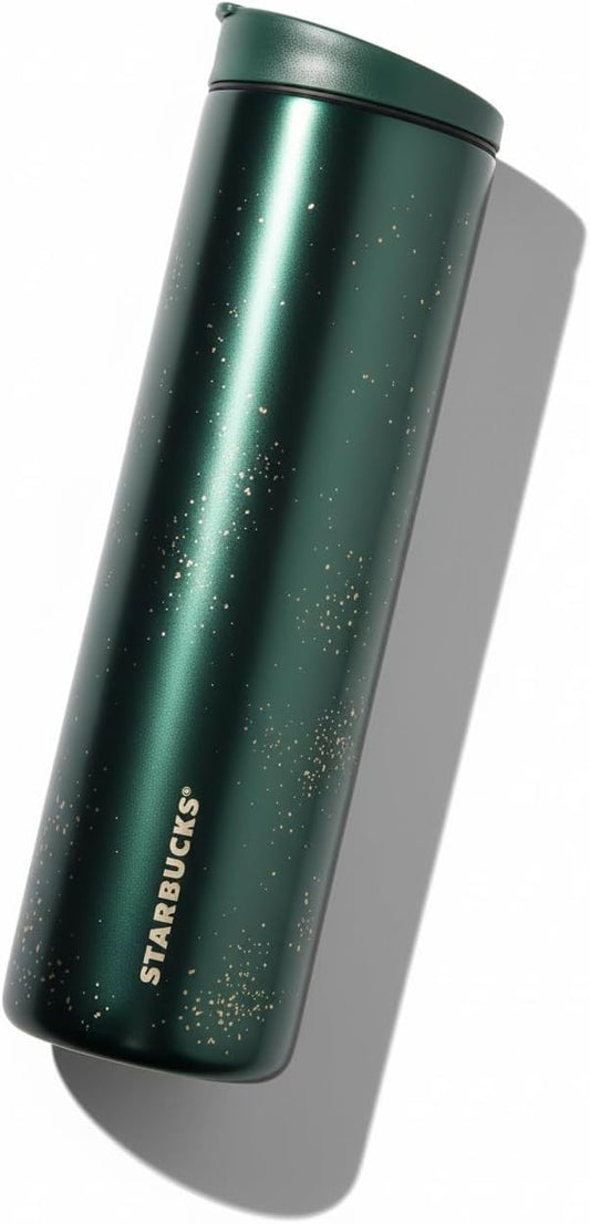 Starbucks Vaso de acero inoxidable con motas doradas de 16 oz | Taza de viaje con aislamiento de doble pared | Vajilla metálica de lujo | Vaso de viaje con moteado dorado, con aislamiento de doble pared, vasos metálicos de lujo