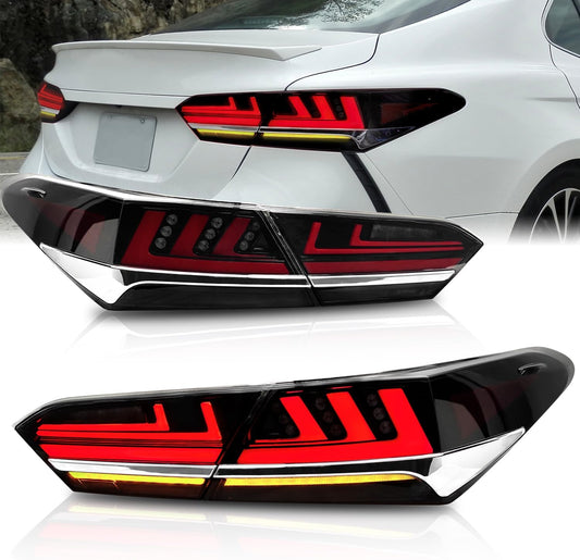 Archaic Toyota Camry 70 Series Tail Lamp, All LEDs, Lexus Style, Sequential Turn Signal, Opening Function On/Off, Genuine Replacement, 4-Piece Set, TailLights for Toyota Camry 70, July 2017 - Up (Red)