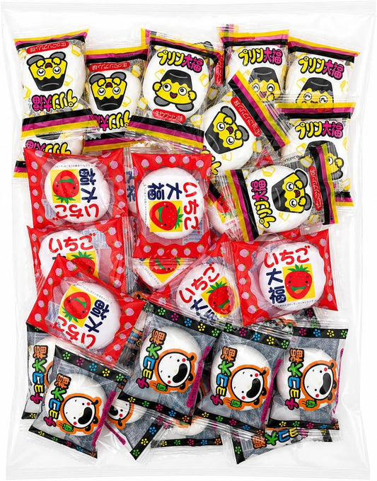 Yakin Marshmallow Chocolate Daifuku Strawberry Daifuku Pudding Daifuku 50 Pieces Assorted, Share Pack, Individually Packaged, Snacks, Marshmallow, Small Pouches