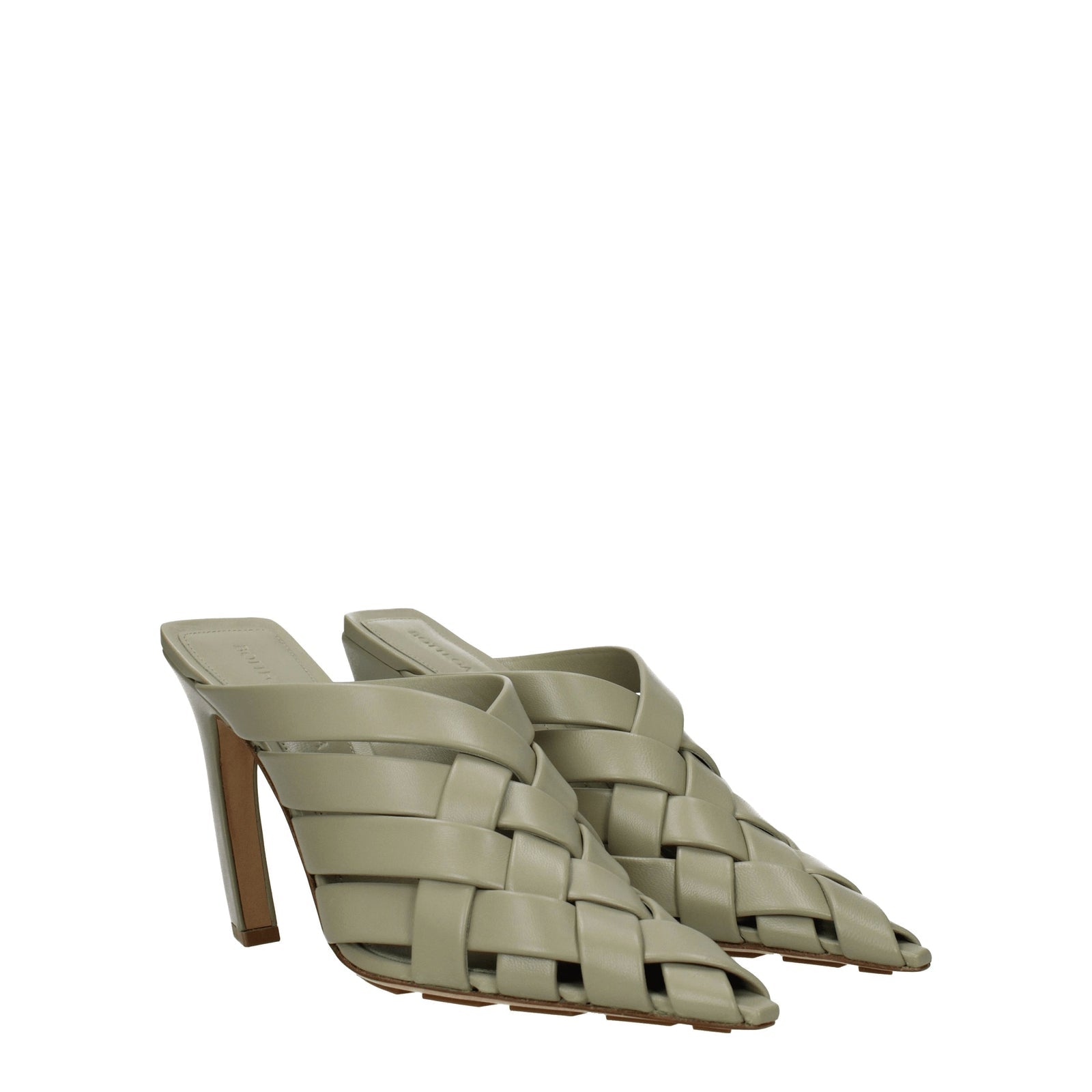 Bottega Veneta Sandals Women Leather Green/Travertine - Image 1