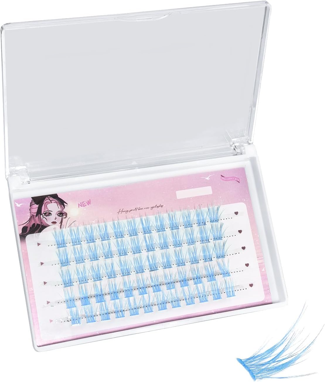 BOROLA 60 Bundles Color Eyelash Extensions, 0.4 - 0.5 inches (10 - 12 mm) Feather Style Single Bunch Eyelashes, Fan 3D Fluffy DIY Extensions, Multi-layer Construction, For Cosplay, Parties, Daily