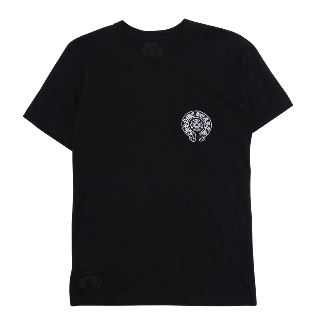 CHROME HEARTS 'BLACK' PARIS HORSESHOE LOGO POCKET T-SHIRT