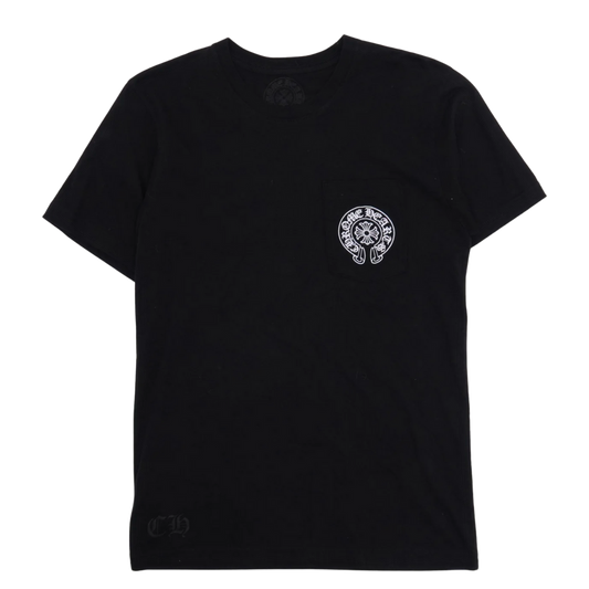 CHROME HEARTS 'BLACK' PARIS HORSESHOE LOGO POCKET T-SHIRT
