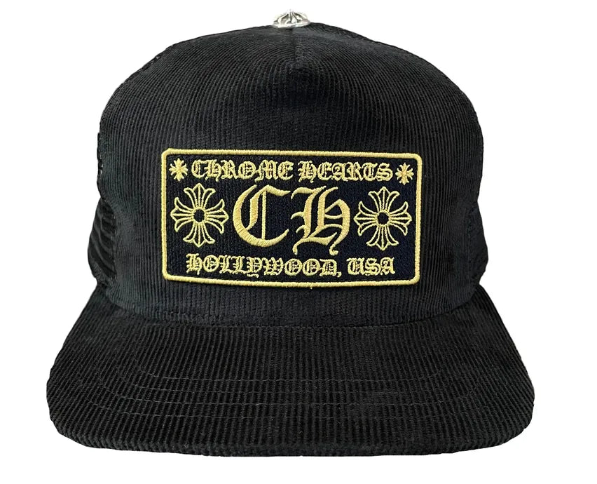 CHROME HEARTS 'YELLOW HOLLYWOOD PATCH' CORDUROY TRUCKER HAT