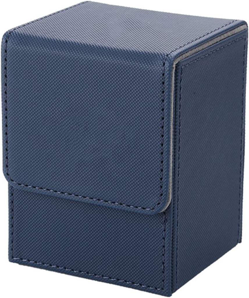 Venssu Deck Case, Vertical Insert, Magnet, PU Leather, 100 Sheets, Sleeve Compatible, "Yu-Gi-Oh, Pokemon, Duema, Various Card Game Box" (Navy Blue)