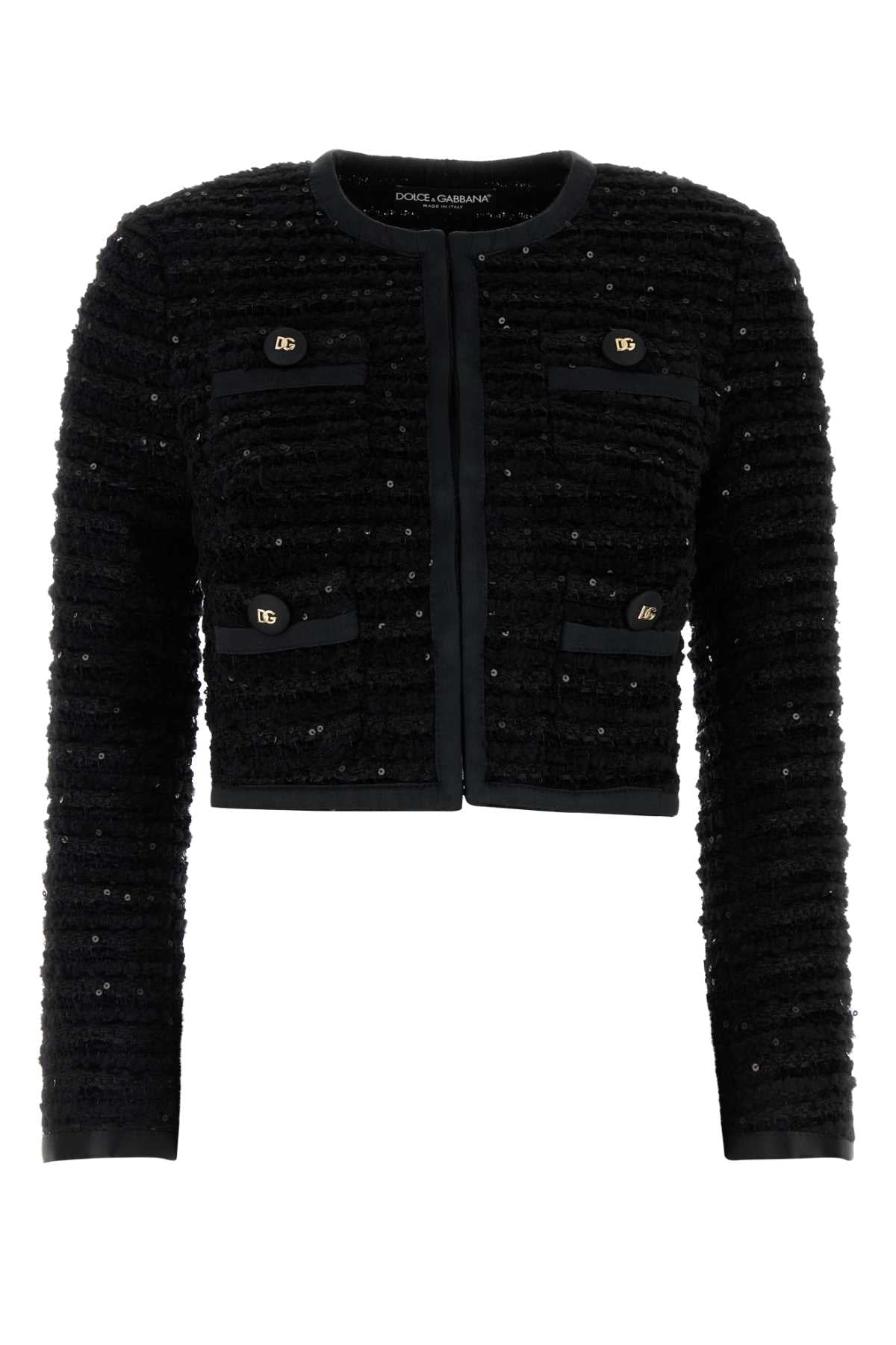 Dolce  Gabbana ドルチェ＆ガッバーナブラックツイードブレザー - Image 1