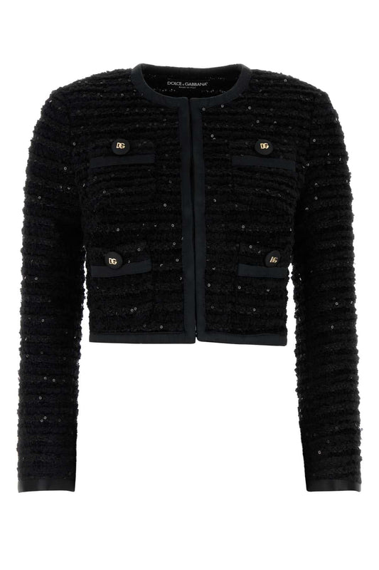 Dolce  Gabbana ドルチェ＆ガッバーナブラックツイードブレザー - Image 1