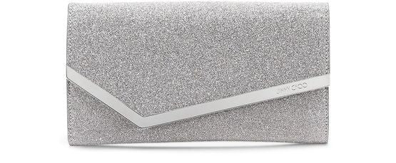JIMMY CHOO Emmie シルバーグリッター レザー ソワレクラッチ - Image 1