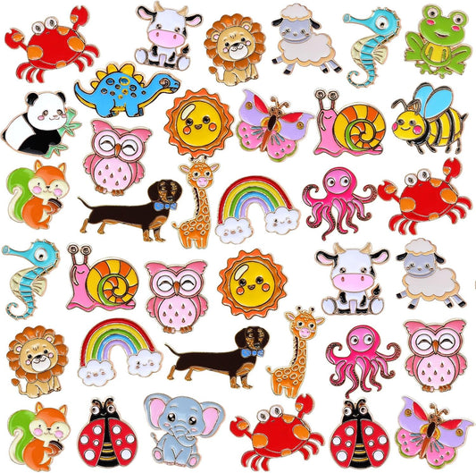 Hoteam - 60 pines esmaltados para mochila con diseño de animales de dibujos animados, broches de solapa divertidos a granel para sombrero, ropa de sombrero, regalos de fiesta, decoraciones