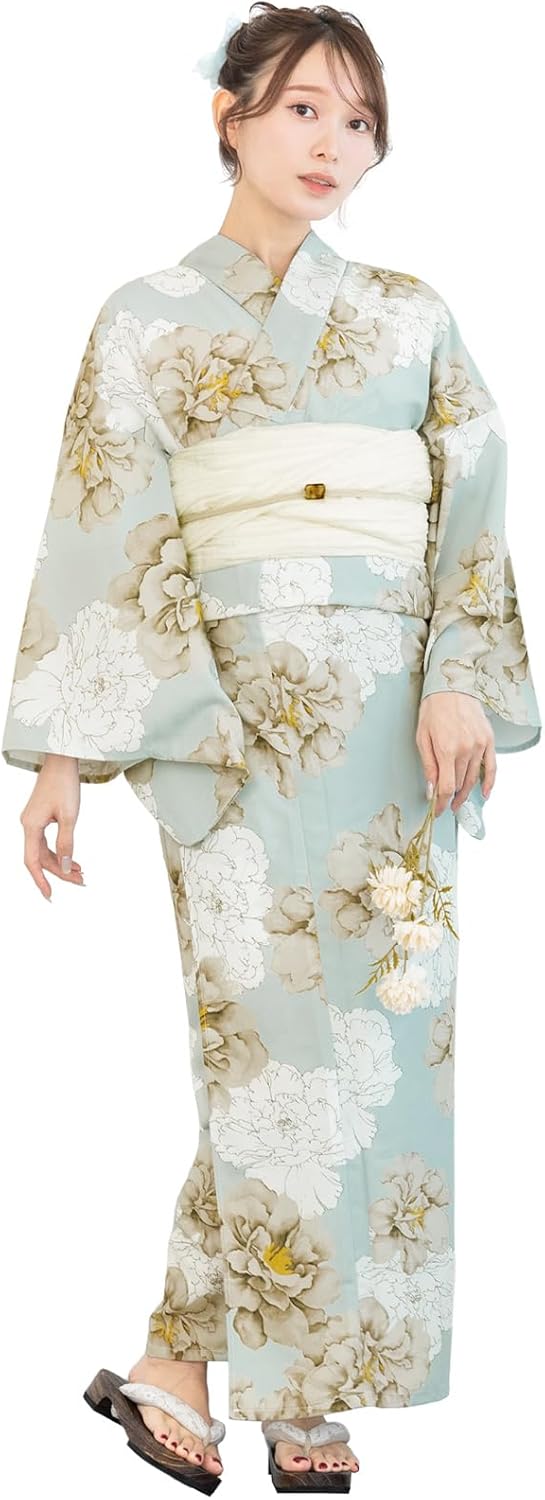 Soubien Floro Women's Yukata, 3-Piece Set, Separate, New 2-Part Yukata (Yukata/Waistband/Date Closure)